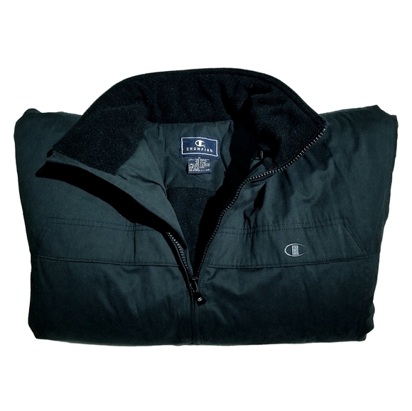 Champion Vintage 00s Mens Fleece Lined Jacket With Phone Pocket Black Medium New - Picture 11 of 13